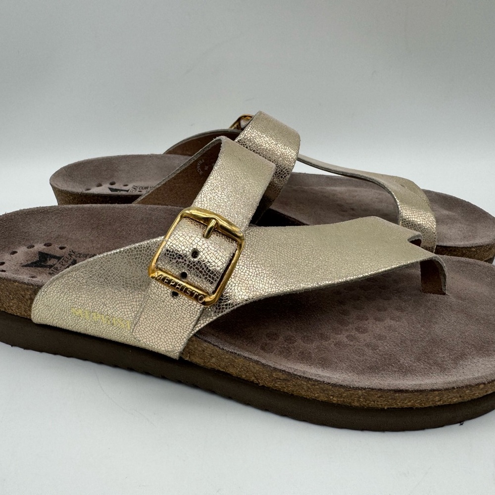 Mephisto Helen Women's Slide Gold Sparkle Sandals Slip On Size EU 38 / US 8